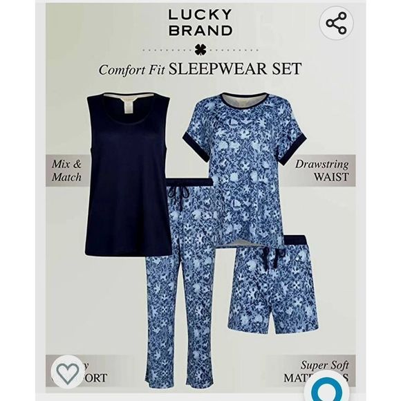 NWT LUCKY BRAND 4 PIECE PAJAMA SET - Picture 1 of 8